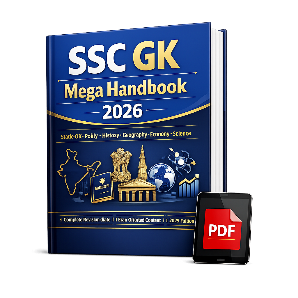 SSC GK Mega Handbook 2026 | Complete Static GK, Polity, History, Geography, Economy & Science PDF (Instant Download)