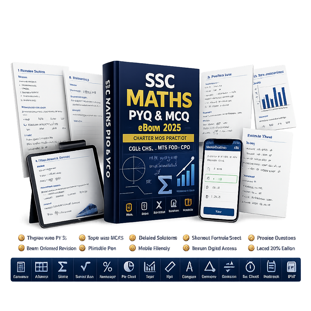 SSC Maths PYQ & MCQ Ebook 2026 | Chapter-wise Practice for CGL, CHSL, MTS, GD & CPO | Instant PDF
