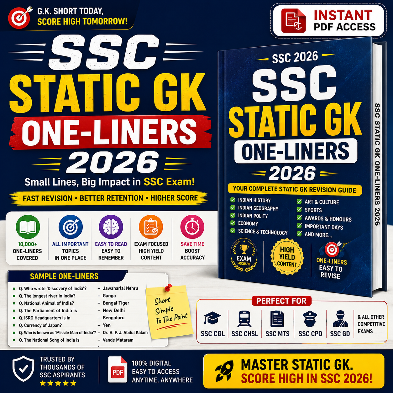 SSC Static GK One-Liners 2026
