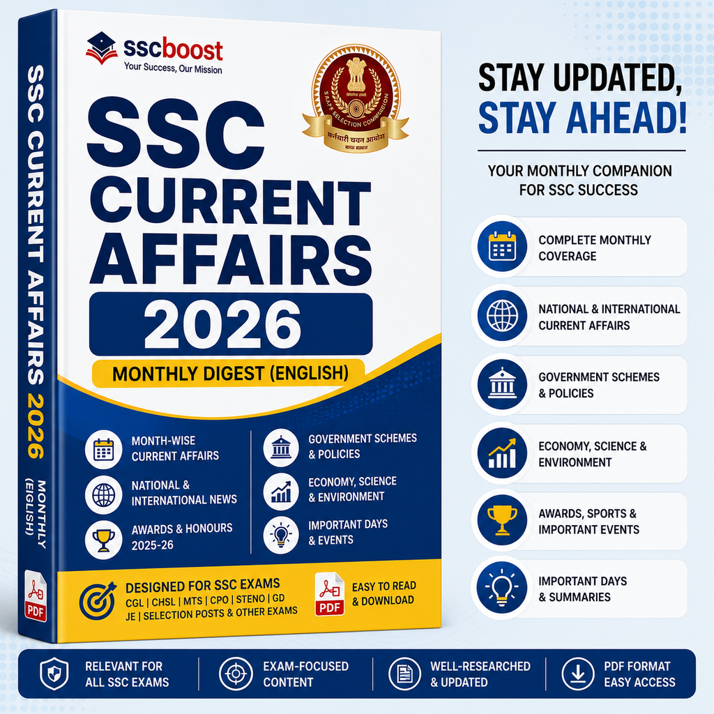 SSC Current Affairs Preparation Kit 2026 – Monthly & Yearly Capsule | 500+ MCQs | Instant PDF Access