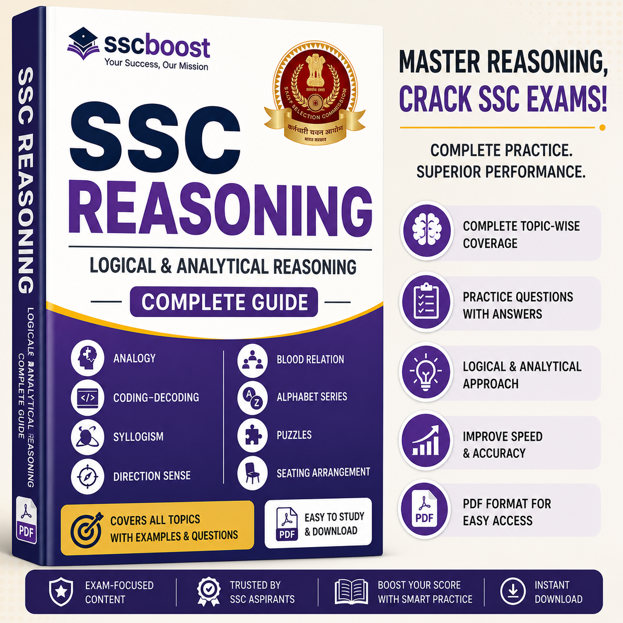 SSC Reasoning Complete Guide 2026 – Verbal & Non-Verbal | 650+ MCQs | Instant PDF
