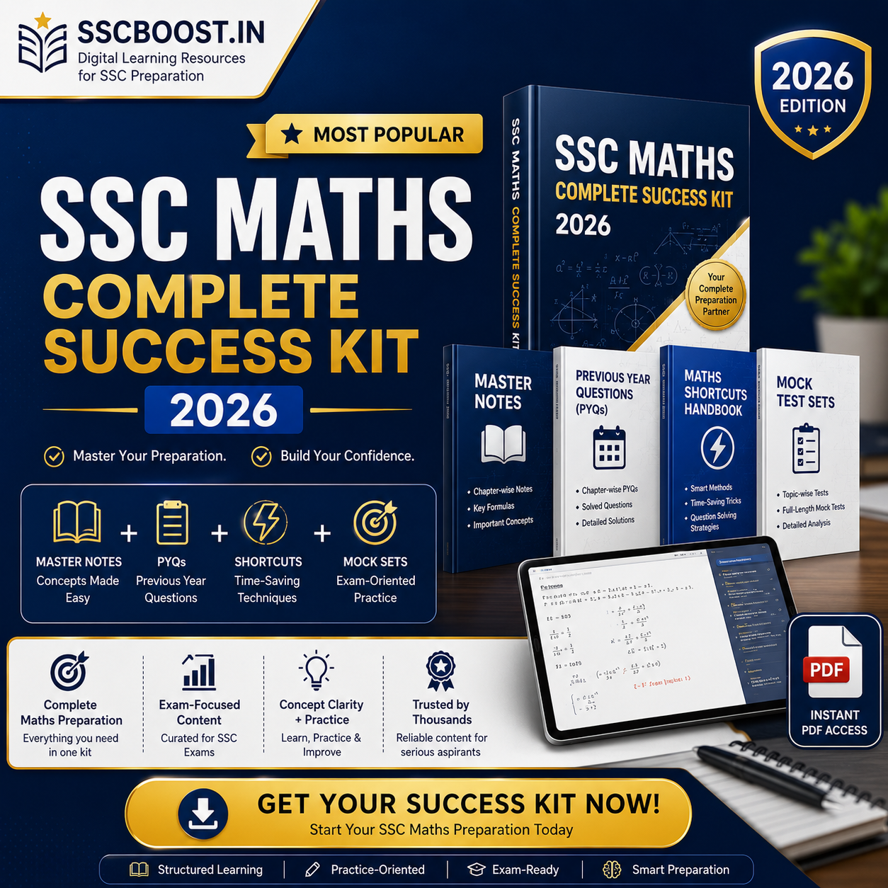 SSC Maths Complete Bundle 2026 – Most Popular | Shortcut Tricks + 2200+ Practice Questions + Formula Sheet | Instant PDF Access
