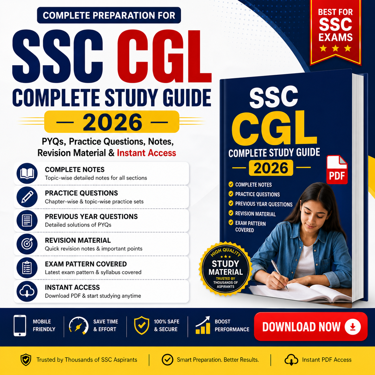 SSC GK Quick Revision Notes 2026 | 1000+ GK Facts, Static GK, Current Affairs, One-Liners, MCQs & SSC CGL/CHSL/GD Preparation | Instant PDF Access