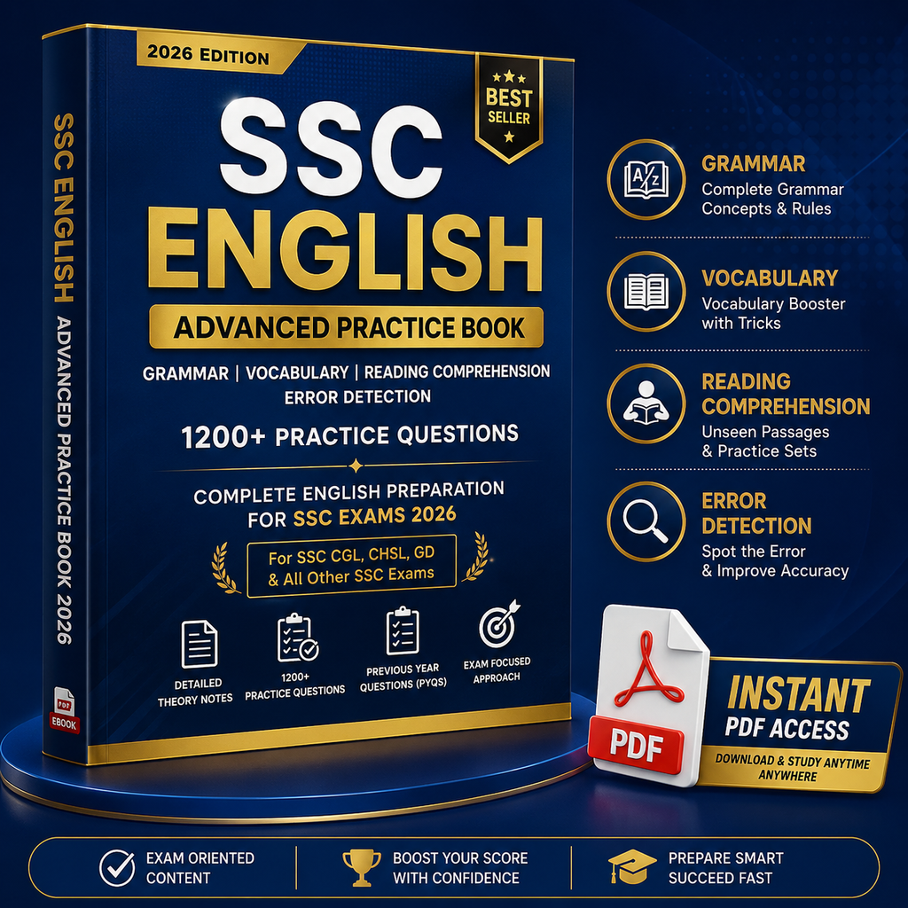 SSC English Advanced Practice Book 2026 | Grammar, Vocabulary, Reading Comprehension, Error Detection, 1200+ Practice Questions & SSC CGL/CHSL/GD Preparation | Instant PDF Access